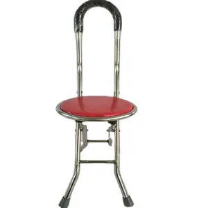 Vendita diretta in fabbrica nuovo prodotto bastone da passeggio in acciaio per anziani sedia pieghevole per bastone da passeggio per l'escursionismo