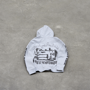 Sweat à capuche Streetwear 100% coton de haute qualité à épaules tombantes Sweat à capuche zippé imprimé <span class=keywords><strong>420</strong></span> Gsm Dtg - Product Image 2