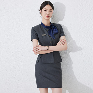 Women's Short Sleeve <b>Work</b> Uniform Set Hotel Professional Attire Polyester Cotton Blend Spring 2025 - Product Image 1