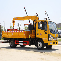 Nouveau Stock DONGFENG 4x2 4T Camion Grue Télescopique 5T Camion Grue Montée Avec Dumper Box 6T Grue Droite Camion