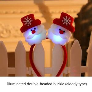 Lovely <b>Christmas</b> Santa Reindeer Snowman Bear <b>LED</b> Light Headband Hair Band Lightening Double Head Xmas Decoration Red New Years - Product Image 2