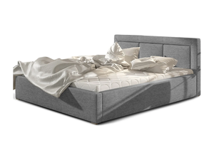 TESSA Letto Moderno Confortevole e Funzionale con Struttura in Tessuto, Imbottito, con Contenitore e Testiera Trapuntata in Legno - Product Image 1