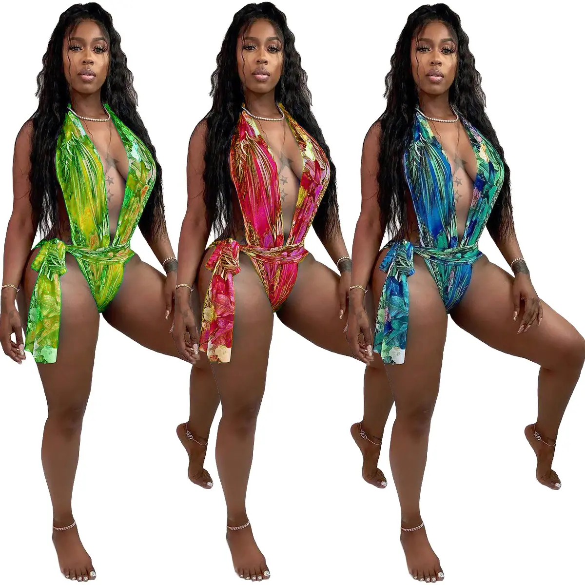 Fashionable summer Hot Style mature sexy Beach Women Clothing Digital printing swimsuit