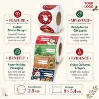 Individuelle Weihnachts-Selbstklebeetiketten Bedruckte Feiertagsaufkleber für Geschenkverpackungen und Produktdekoration