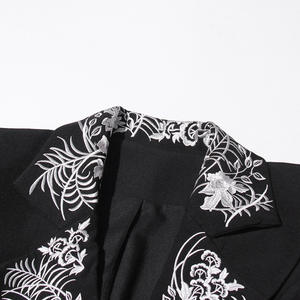 Venta al por mayor de las mujeres nuevo elegante 3D bordado negro de un solo botón sólido tejido Blazer con bolsillos de solapa - Product Image 6