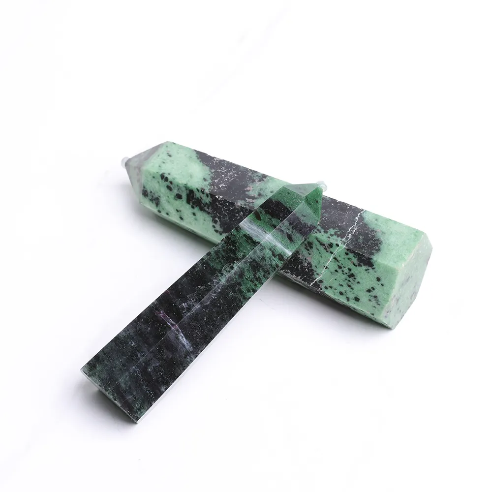 Natural quartz Epidote/zoisite/ruby/anyolite points gemstone crystals healing stones for Home Decoration