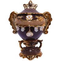 Pot en céramique jaune et or de luxe avec couvercle en strass floral doré, élégant récipient de rangement décoratif pour la maison, populaire en Espagne
