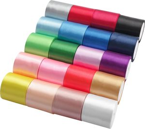 Satin Ribbon Rolls Solid Color Woven Fabric Gift Packaging 50 Yards Per Roll for <b>Bows</b> Floral Decor - Product Image 2
