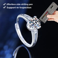 Bague pour femme en argent sterling S925 et moissanite, creuse, forme hexagonale, six griffes, électroplaquée, style simple et tendance, pour le marché international