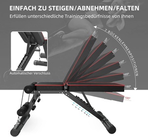 Panca pieghevole con telaio in acciaio polifunzionale per Trainer addominale inclinato a 6 vie e schienale regolabile/3 vie Unisex - Product Image 2