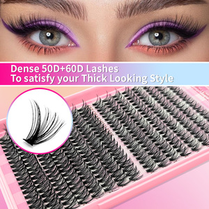 Coffret de 32 rangées de faux cils en bouquets individuels, 30D 40D 50D mixtes, 9-16mm, style croisé, fibres synthétiques, courbure D - Product Image 2