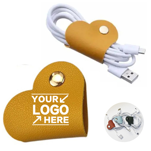 Heart Leather <b>Cable</b> Organizer Tidy Cords Chargers Earphones <b>USB</b> <b>Cable</b> Management Holder Desktop Accessories - Product Image 1