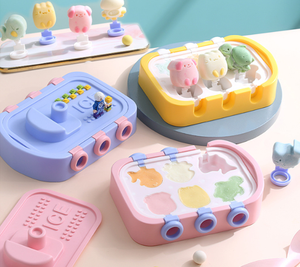 Moule à glace en silicone sans BPA en forme d'animaux mignons, capacité 6 sorbets, pour la fabrication de bâtonnets glacés DIY pour enfants et usage domestique - Product Image 5