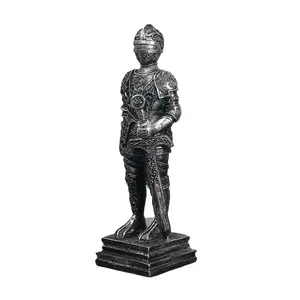 Estatueta pintada à mão escultura guerreiro grego, rei bronzeado esculpural estátua de ferro antigo samurai com espada