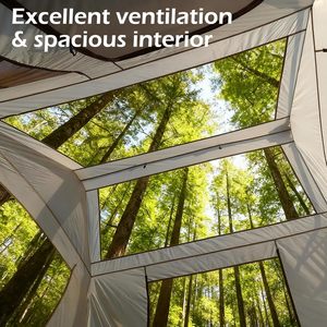 Tente de <span class=keywords><strong>camping</strong></span> instantanée 4 personnes 4 saisons en maille avec vestibule et bâche de protection, tente cabine occultante 150D UPF 12500, 137,7 pieds, coupe-vent 3000mm+ - Product Image 5