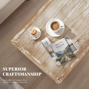 PARISLOFT Table console rustique en bois 19,8 L x 27,5 H avec étagère et base sur piétement, meuble de salon marron antique et blanc - Product Image 6