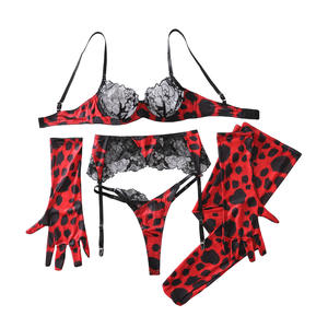 طقم ملابس داخلية مثيرة بنقشة الفهد من 5 قطع، طقم حمالة جوارب مثير، زي نسائي مثير، ملابس داخلية فاخرة - Product Image 6
