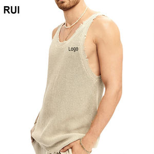RUIQUWIN-Chaleco sin mangas de lona transpirable con logotipo personalizado para hombre, diseño informal holgado a la moda de talla grande para el verano - Product Image 1