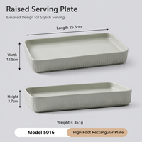 Nouvelle assiette de service rectangulaire contemporaine en mélamine, finition mate, durable, écologique, passe au lave-vaisselle, idéale pour la présentation en restaurant