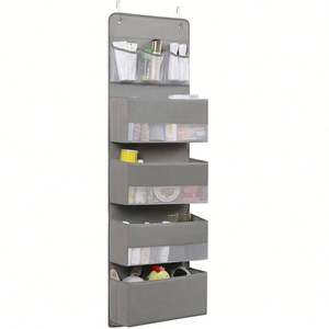 Organisateur mural pliable à 4 poches transparentes pour salle de bain, en métal moderne et durable, fourni directement par l'usine - Product Image 3