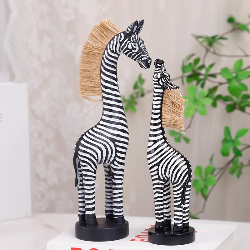 Redeco nuova tendenza unica arte Zebra americana scultura animale astratta scultura in resina ornamenti animali decorazioni per la casa