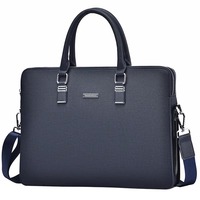 Haute qualité unisexe en cuir PU pochette d'ordinateur grande capacité Double fermeture éclair Style affaires Messenger mallette pour hommes et femmes