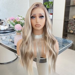 Perruque frontale 13*4 de haute qualité à prix d'usine pour femmes, perruque synthétique transparente à ondulations lâches et bouclées, tendance - Product Image 3