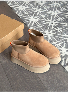 <span class=keywords><strong>Botas</strong></span> Clásicas de Invierno para Mujer, con Estampado de Leopardo, Forro de Piel de Oveja, de Cuero Vacuno Genuino, Planas/Gruesas, Estilo Slip-On - Product Image 4