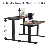Escritorio Eléctrico Ajustable en Altura de 55"x24", Construcción de Metal y Madera, Acabado Negro Rústico Marrón, Escritorio para Oficina en Casa/Computadora/Juegos