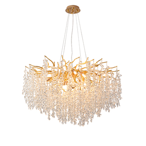 Lampadario Moderno in Cristallo K9 Dorato PM per Ristoranti e <span class=keywords><strong>Hotel</strong></span>, Lampada a Sospensione Rotonda a Grappolo d'Uva, Luce Sospesa di Lusso per Soggiorno - Product Image 6