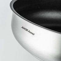 Poêle à frire antiadhésive en acier inoxydable OEM en gros avec couvercle en verre, manche long, ustensile de cuisine, sauteuse avec cuiseur vapeur
