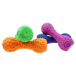 Pet Rubber Chew Toy <b>Dumbbell</b> Sound Making For Dogs Large Breeds Colorful Non Toxic Educational Indoor Play - Product Image 5
