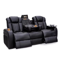 Leder-Relaxsofa-Sets Elektrische Heimkino-Garnitur Kinosessel Schwarze Farbe Echtes Leder