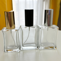 Flacons vaporisateurs de parfum rectangulaires en verre de haute qualité de 50 ml avec pompe, commande minimum de 100 pièces