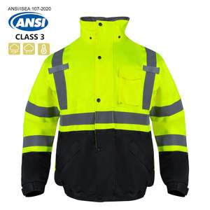 Veste de travail d'hiver isolée Oxford Uniformes de protection réfléchissants confortables à haute visibilité avec capuche cachée Vêtements de travail de sécurité - Product Image 2