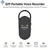 Enregistreur vocal avec écran HD, porte-clés en métal noir S29 |   Enregistreur audio portable en alliage de zinc avec trou pour cordon