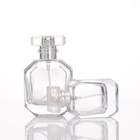 Botella de Perfume de Vidrio con Pulverizador, Vacía, de Lujo, Cuadrada, Recargable, 30ml 50ml 100ml, con Tapón de Goma y Serigrafía, Venta al Por Mayor