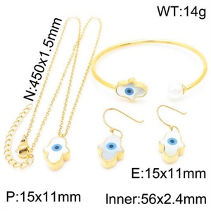 Wholesale Stainless Steel Dainty <b>Shell</b> Jewelry Gold Plated Evil Eye Jewelry Set - Product Image 4