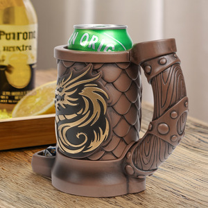Dragon Design Resin Drink Holder With <b>Dice</b> Compartment For Beer Can And Party Use - Product Image 3