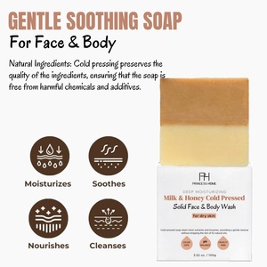 Barra de jabón de leche de cabra de avena y miel personalizada, equilibra <span class=keywords><strong>la</strong></span> humedad, belleza, brillo, acné, avena, leche, blanqueamiento, jabón de miel <span class=keywords><strong>para</strong></span> cara y cuerpo - Product Image 6