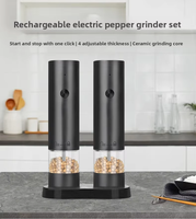 Moulin à sel et à poivre électrique rechargeable par USB, moulin à épices automatique avec lumière LED, réglage de la grosseur, grande capacité