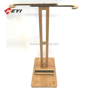 Vertical freestanding bamboo / wood surfboard display rack adjustable size single surfboard storage stand