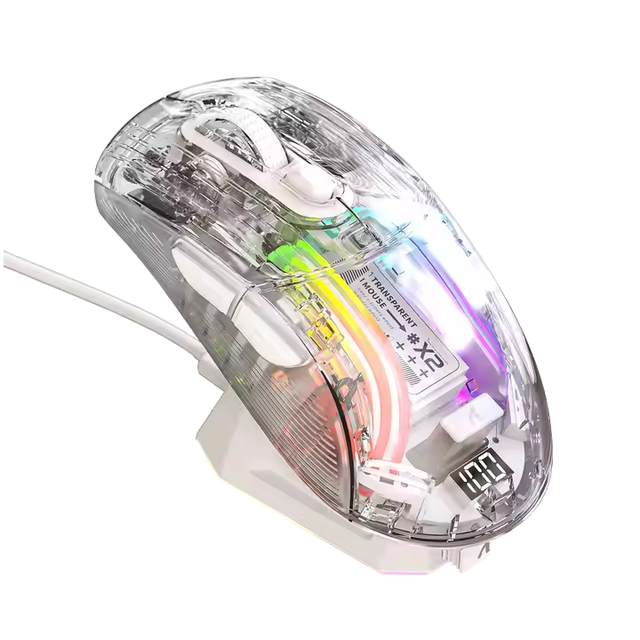 Attack Shark X2 PRO RGB Wireless Gaming Mouse Three-mode Plastic Design Transparent Screen Power Display Esports Ergonomic