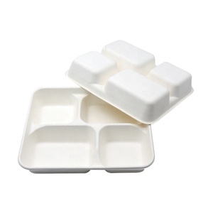<span class=keywords><strong>Plateau</strong></span> de <span class=keywords><strong>repas</strong></span> réutilisable à <span class=keywords><strong>4</strong></span> <span class=keywords><strong>compartiments</strong></span> biodégradable et durable pour cafétéria scolaire - Product Image 3