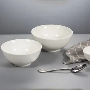 supplier wholesale white round hotel restaurant ceramic fruit soup salad bowl set