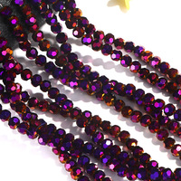 Perles de cristal 4mm 6mm 8mm 10mm, perles de verre rondes facettées électro-plaquées pour la fabrication de bracelets, bijoux DIY, vente en gros