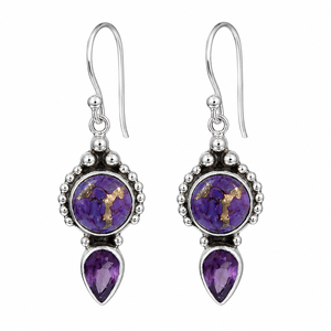 Orecchini turchesi viola, gioielli retrò da donna, idee regalo - Product Image 1
