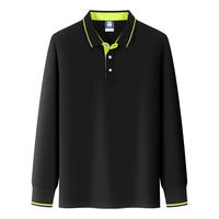 Polo Homme à Manches Longues Personnalisé avec Logo, Été, Coton 220g, Couleur Unie, Piqué Vierge, Broderie Polyester et Sergé, ODM