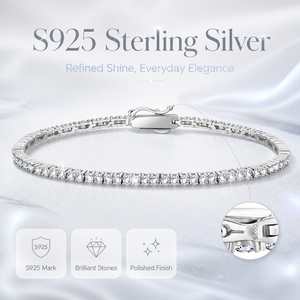Oferta Especial JAJGI Pulsera de Tenis de Plata de Ley S925 Bañada en Oro de 18K con Engaste de Garra e Incrustaciones de Moissanita, Cierre de Caja, para Mujer - Product Image 2