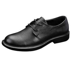 Chaussures habillées pour hommes en cuir véritable, style Oxford, bout rond, à lacets, respirantes, semelle en caoutchouc, pour le bureau et les occasions professionnelles, toutes saisons, couleur unie - Product Image 4